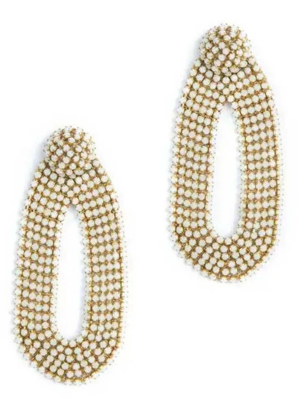 Gold Crystal Open Oval Drop Earrings - Unbranded